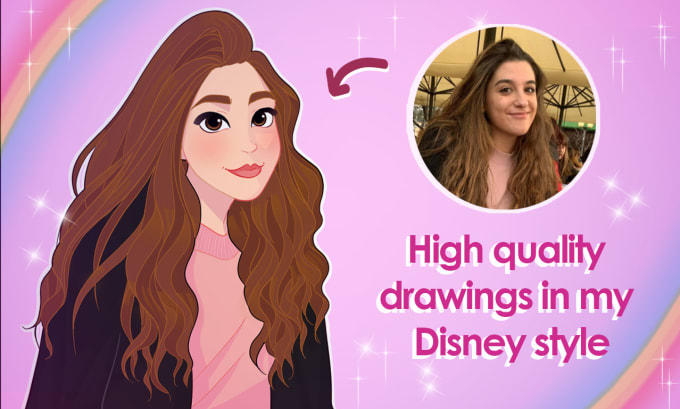 Gig Preview - Do a beautiful disney cartoon style portrait for you