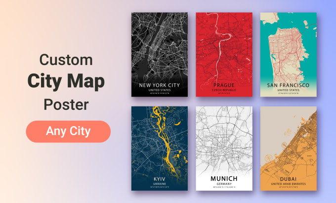 Gig Preview - Design a city or region wall map poster, any city