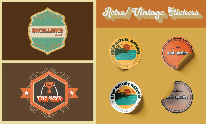 Gig Preview - Create attractive retro vintage sticker, badge, label, decals, and cards