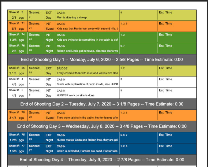 Gig Preview - Do a professional script breakdown and scheduling