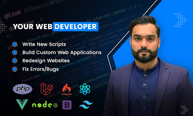 Gig Preview - Be your full stack best web developer in php, laravel, vue js