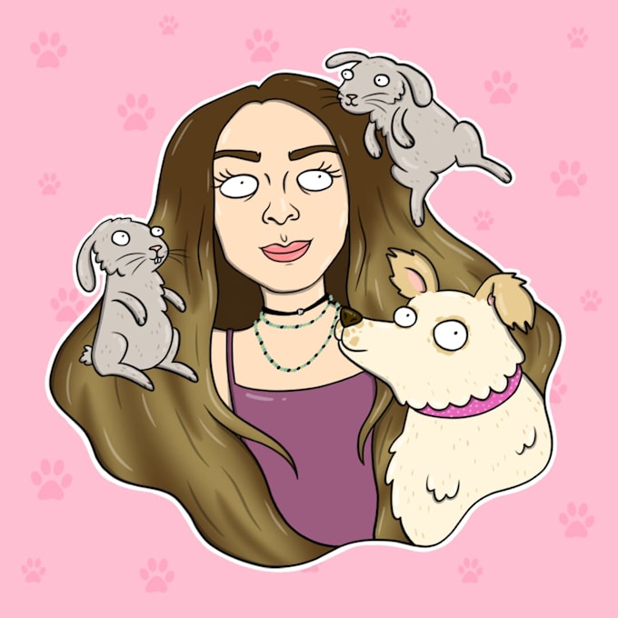 Gig Preview - Create a cartoon caricature of you or your pet, or both