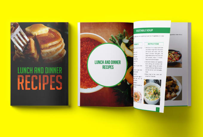 Gig Preview - Create cookbook, recipe book layout design with cover design