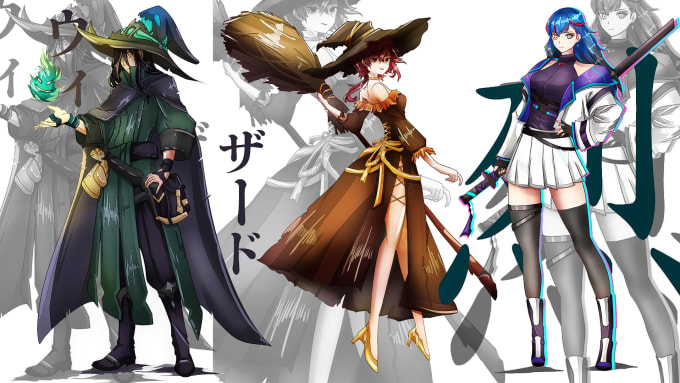 Bestseller - make a character design and concept art in anime style