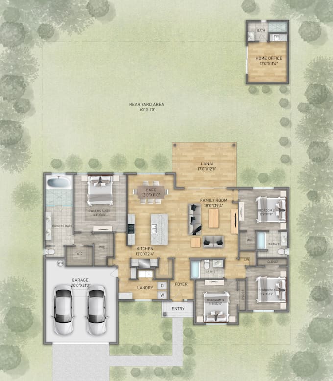 Gig Preview - Redraw and illustrate floor plan for real estate agents