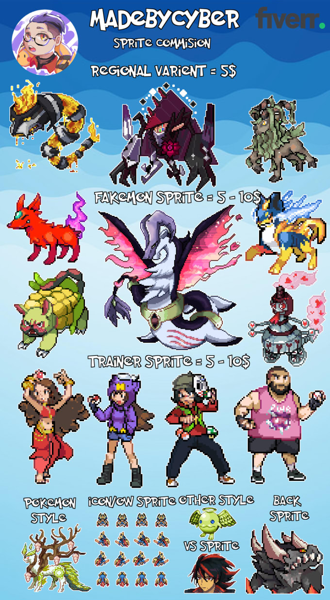 Bestseller - make you epic pokemon, fakemon, trainer sprites