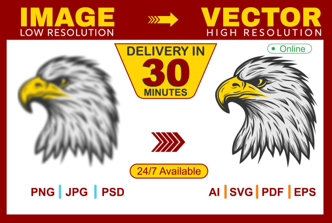 Gig Preview - Vectorize your logo, recreate, redraw and convert image to vector format