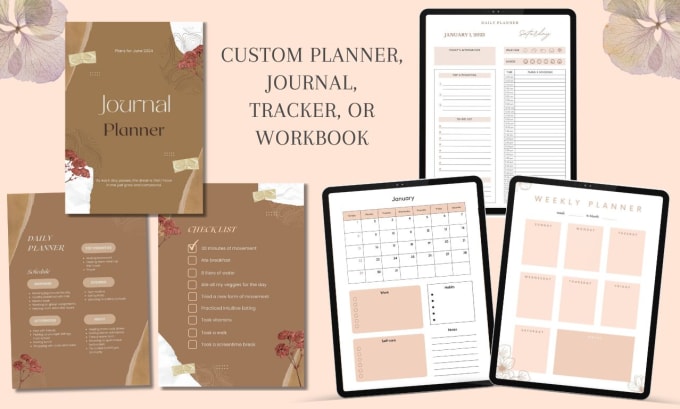 Gig Preview - Design printable planner, journal, tracker, or workbook