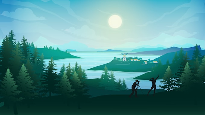 Gig Preview - Draw a flat vector landscape illustration