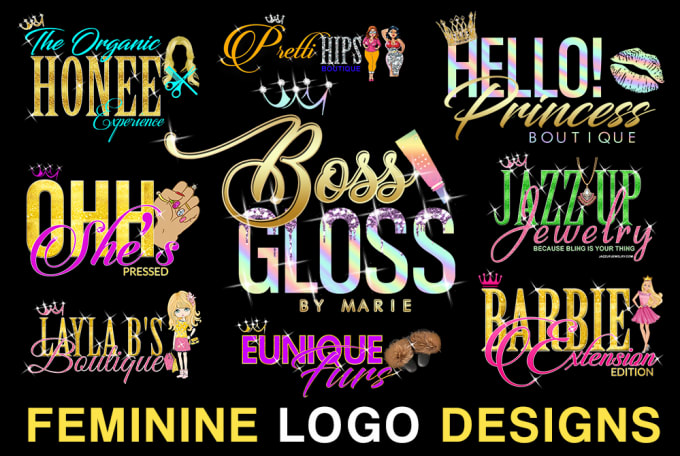 Bestseller - design two beautiful feminine luxury glitter signature logo