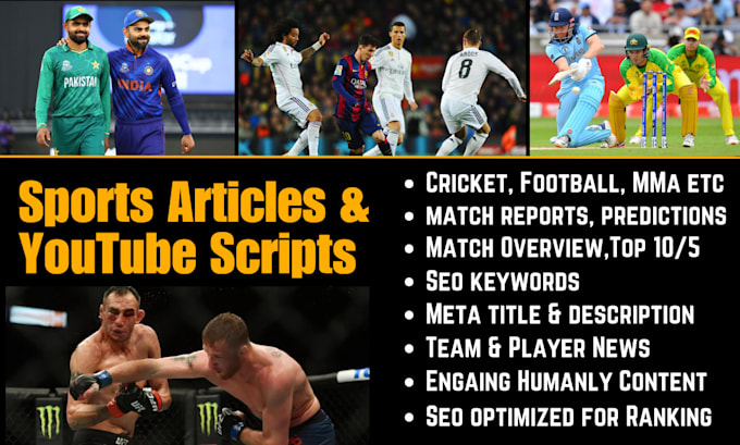 Gig Preview - Write SEO sports articles on cricket, football, MMA etc