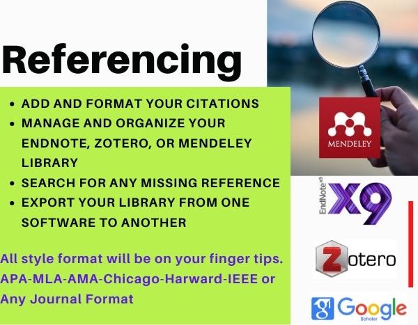 Gig Preview - Add or edit references or citations using mendeley and endnote