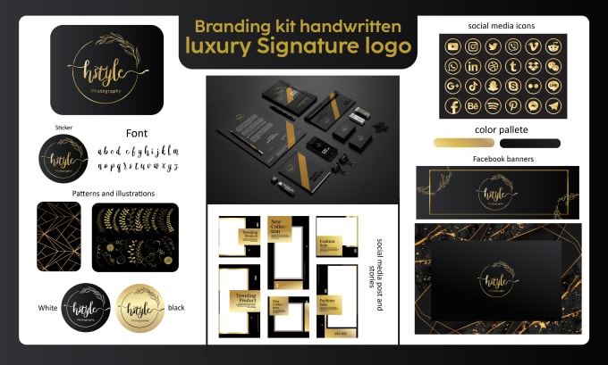 Gig Preview - Do a complete branding kit handwritten luxury signature logo