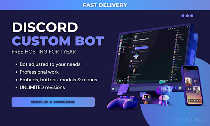 Gig Preview - Make a professional custom coded discord bot