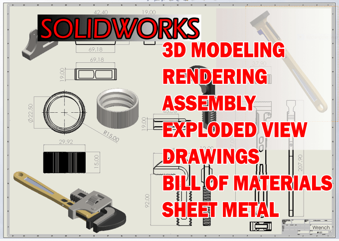 Gig Preview - Do 3d model, 2d drawing, rendering in solidworks and keyshot