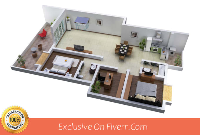 Gig Preview - Create 3d floor plan, axonometric, modeling, and rendering