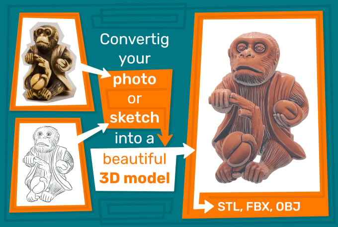 Gig Preview - Sculpt any 3d model for 3d printing from your sketch or photo