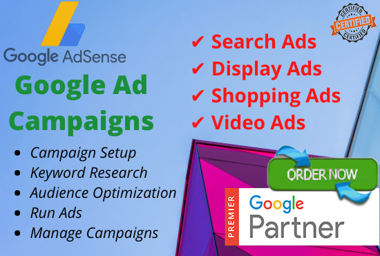 Gig Preview - Setup and manage google ad campaigns