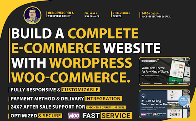 Gig Preview - Build ecommerce website  with  wordpress woocommerce