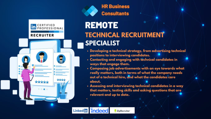 Gig Preview - Be your remote technical recruitment specialist