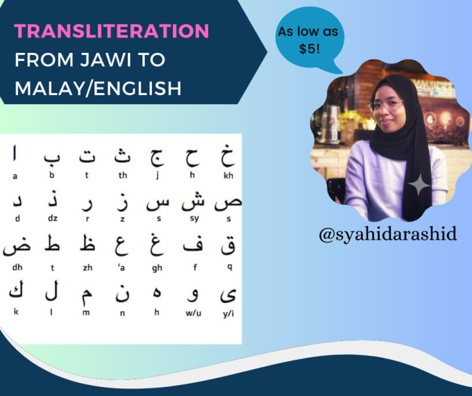 Gig Preview - Do transliteration from jawi to malay or english