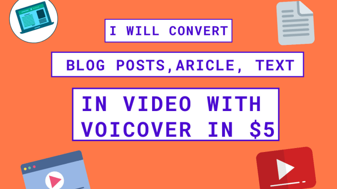 Gig Preview - Convert blog posts or articles in a video with voiceover