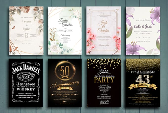 Gig Preview - Design custom wedding invites birthday invites save the date