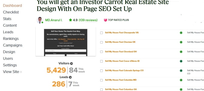 Gig Preview - Design your investor carrot real estate website with SEO setup