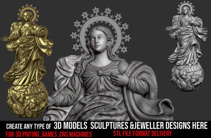 Gig Preview - Do any type of 3d models for 3d print and cnc relief designs