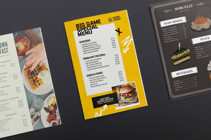 Gig Preview - Design restaurant, fast food, coffee shop menu