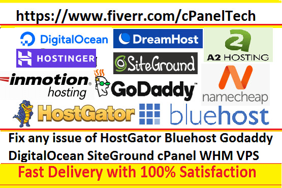 Gig Preview - Fix any issue of hostgator bluehost godaddy digitalocean siteground cpanel vps