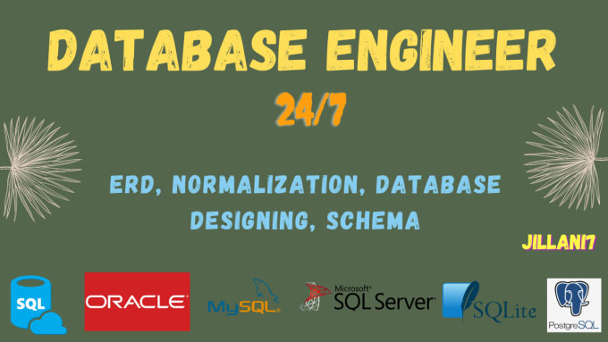 Gig Preview - Design database, sql queries, mysql, sqlite, oracle and postgresql