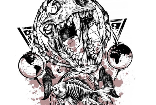 Gig Preview - Make illustrations skull with detailed inking for t shirt clothing