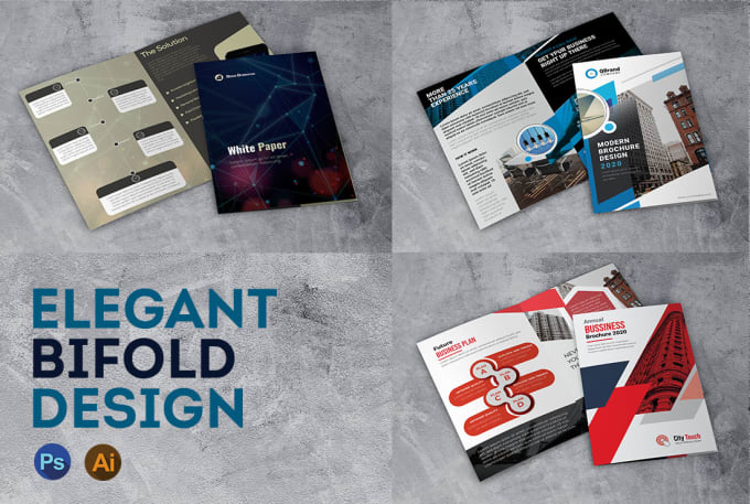 Gig Preview - Design modern elegant bifold trifold menu folded brochure