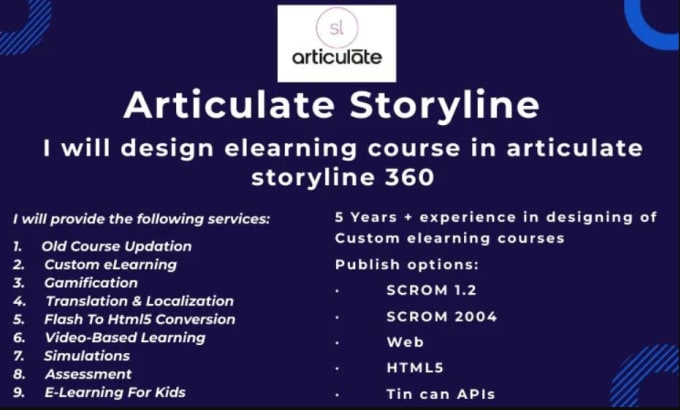 Gig Preview - Create an interactive and engaging courses in articulate storyline