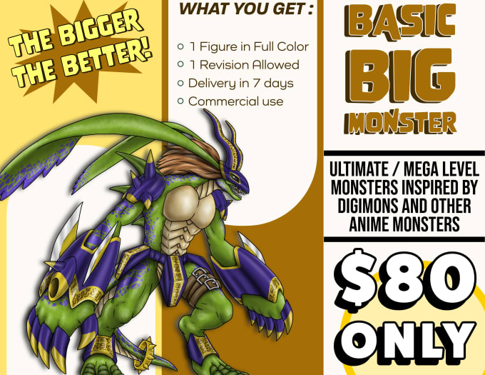 Bestseller - design big monsters inspired by digimons and other monsters