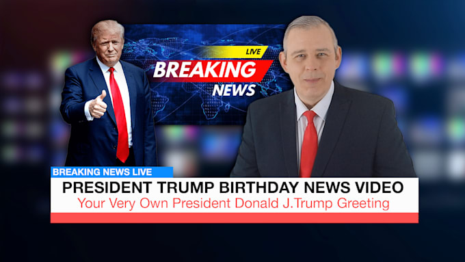 Gig Preview - Make a happy birthday breaking news video with president donald trump