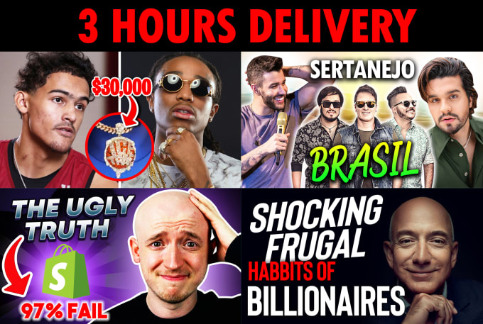 Gig Preview - Design amazing youtube thumbnail in 3 hours