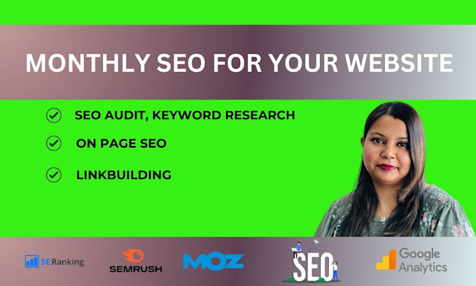 Gig Preview - Do complete monthly SEO for your website for google rankings