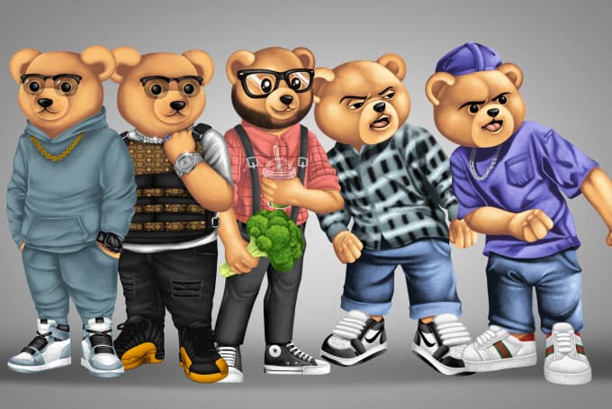 Gig Preview - Draw mascot cartoon character polo teddy bear, logo, t shirt design illustration