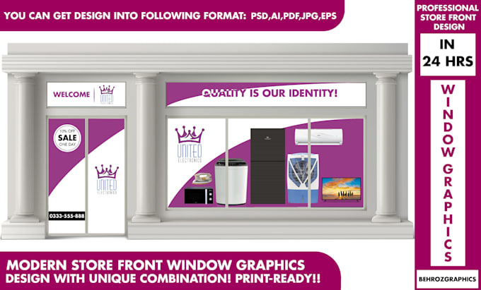 Gig Preview - Design creative shopfront or storefront window graphics