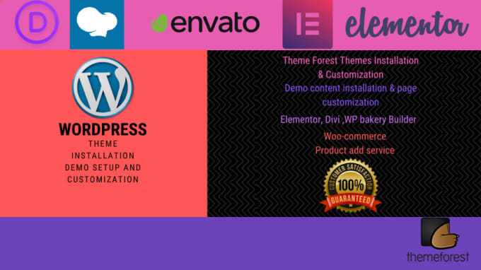 Gig Preview - Do wordpress theme installation,demo setup, page customization