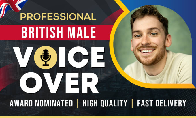 Gig Preview - Be your british male voice over, professional english voice actor narrator