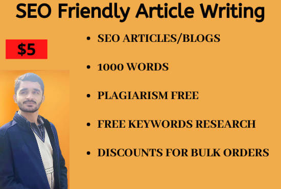 Gig Preview - Do seo friendly article writing and blog writing for your website