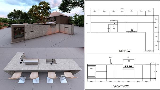 Gig Preview - Design your 3d outdoor kitchen with measurements plan and walkthrough