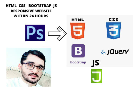 Gig Preview - Be your front end web developer using html css,javascript, bootstrap website