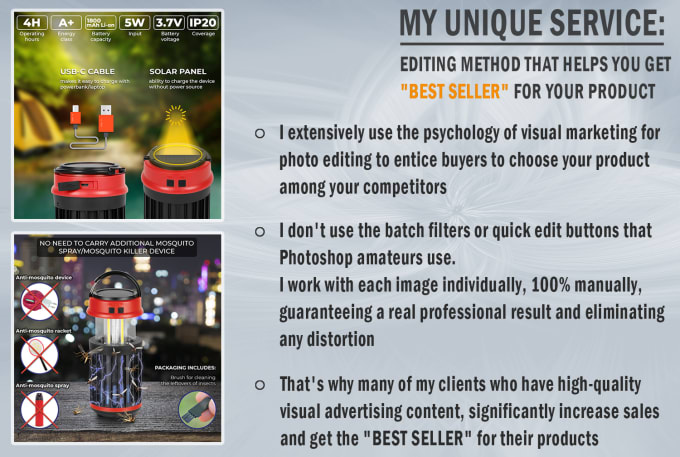 Bestseller - do amazon product photo editing, infographics design and retouch for marketplace