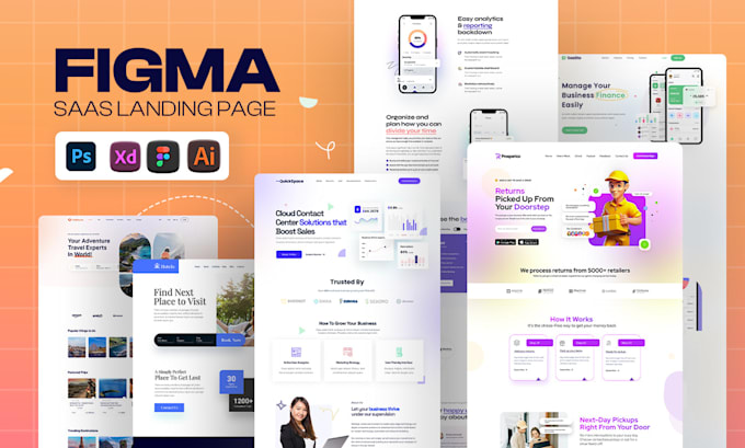 Gig Preview - Modern saas landing page, figma UI design, figma UI UX, website UI UX design