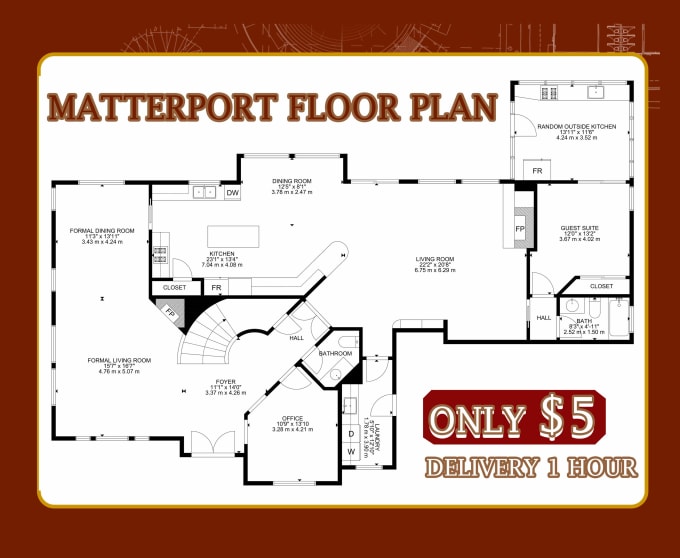 Gig Preview - Do 2d floor plan from matterport, custom professional design