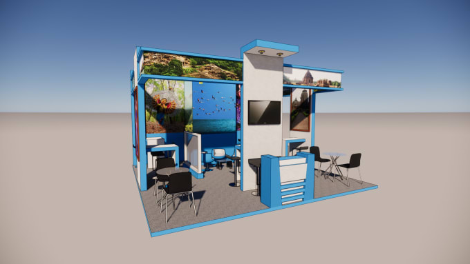 Gig Preview - Design and render 3d exhibition stalls,booth,stand,kiosk